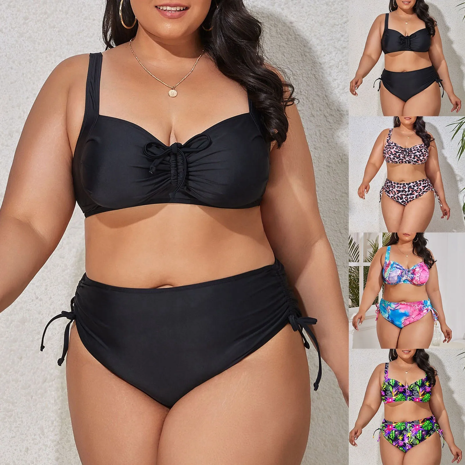 2024 New Plus Size Swimwear For Women Swimsuit Large Bathing Suits Two-Piece High Waist Push Up Bikini Set Sexy Separate Stylish