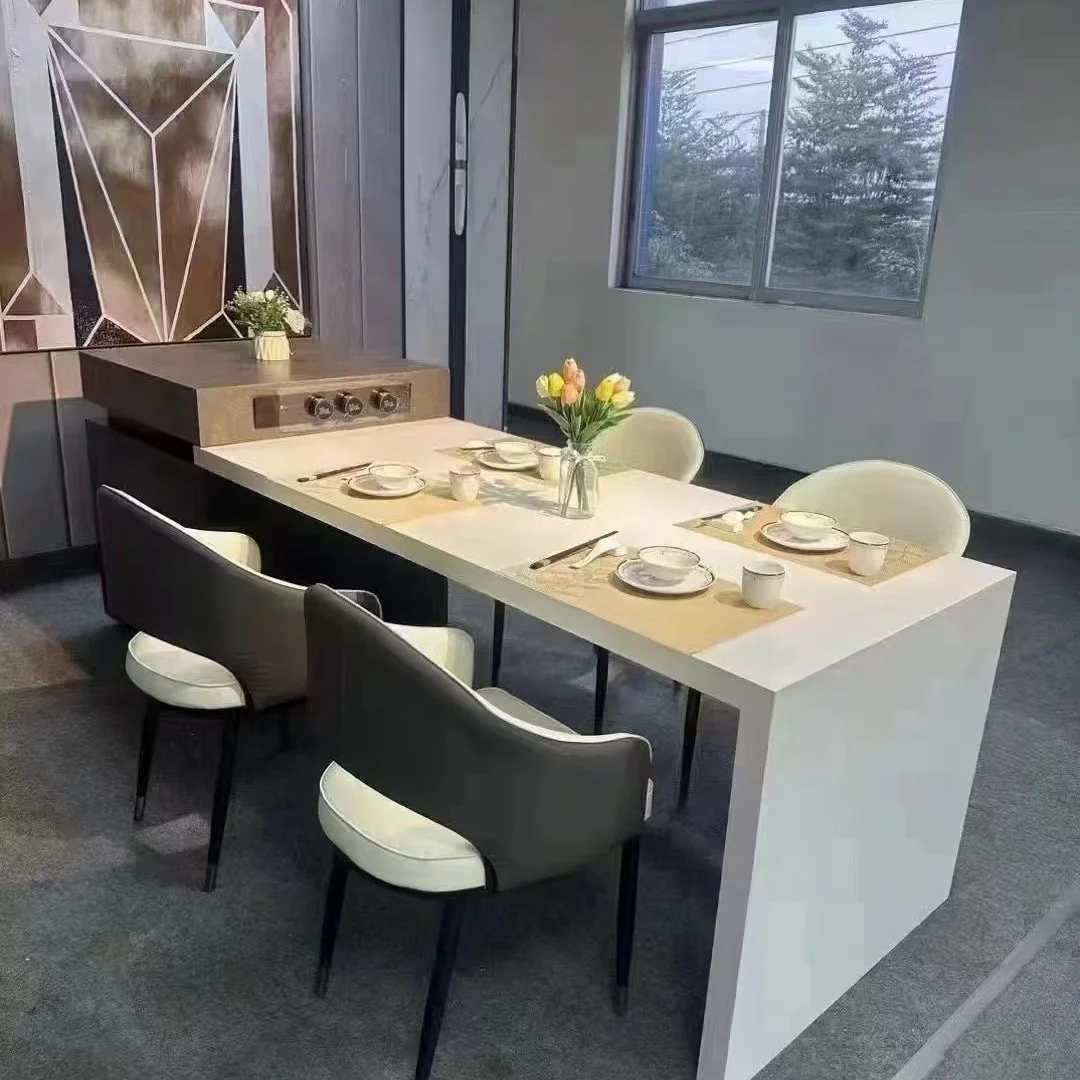 

*& Island Dining Table Home Use Extendable Open Kitchen Rock Board Inverted Small Apartment Induction Cooker Storage