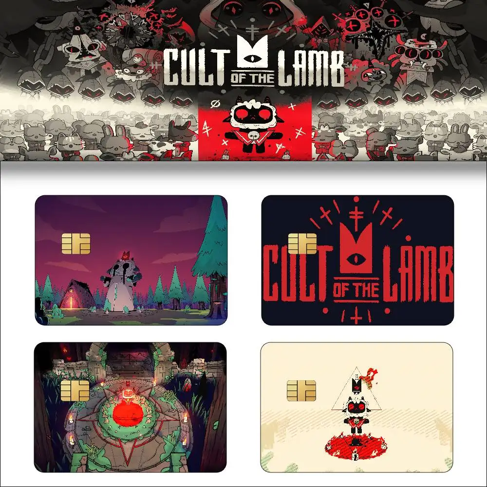 Game Cult Of The Lamb Anime 1 Set Of 4 Pcs Funny Shell Ultra Thin No Fade Sticker Skin Cover Film For Debit Credit Card