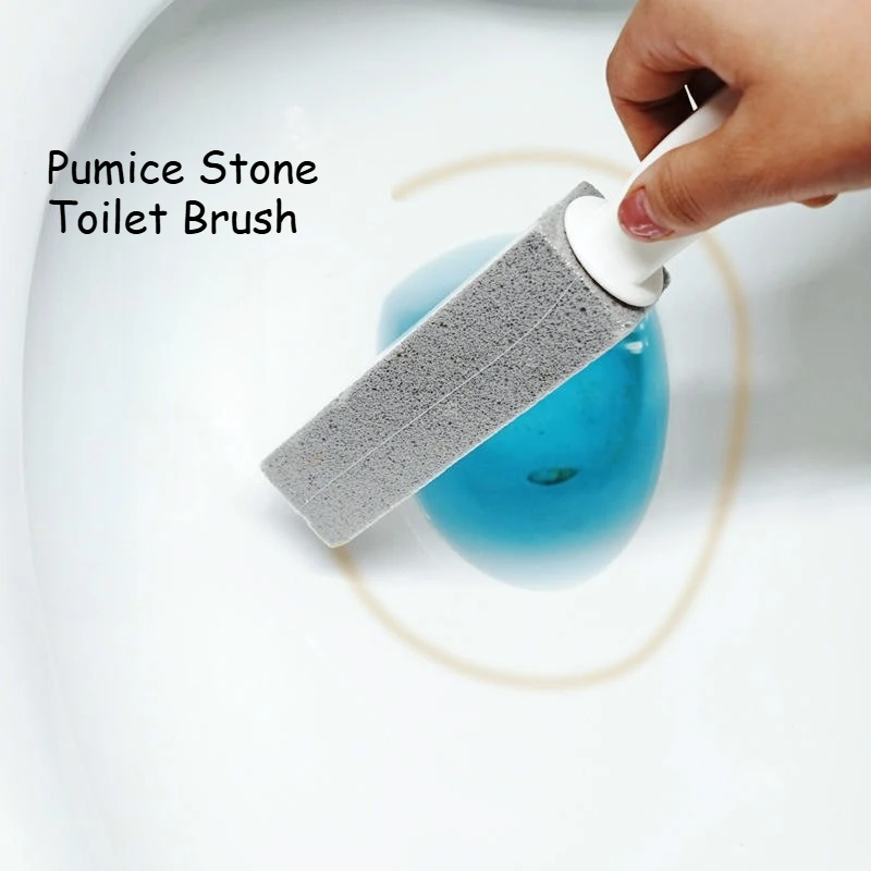 Pumice Stone Long Handle Toilet Brush, Cleans Dead Corners, Removes Limescale Urine Yellow Stains