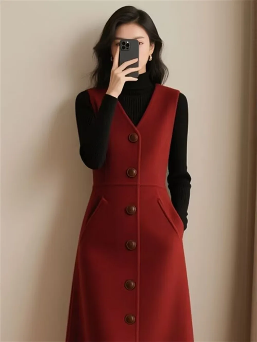 Autumn Winter New Women's Clothing French Retro High-End Light And Familiar Style Shirt Vest Wool Dress Two-Piece Suit Fashion