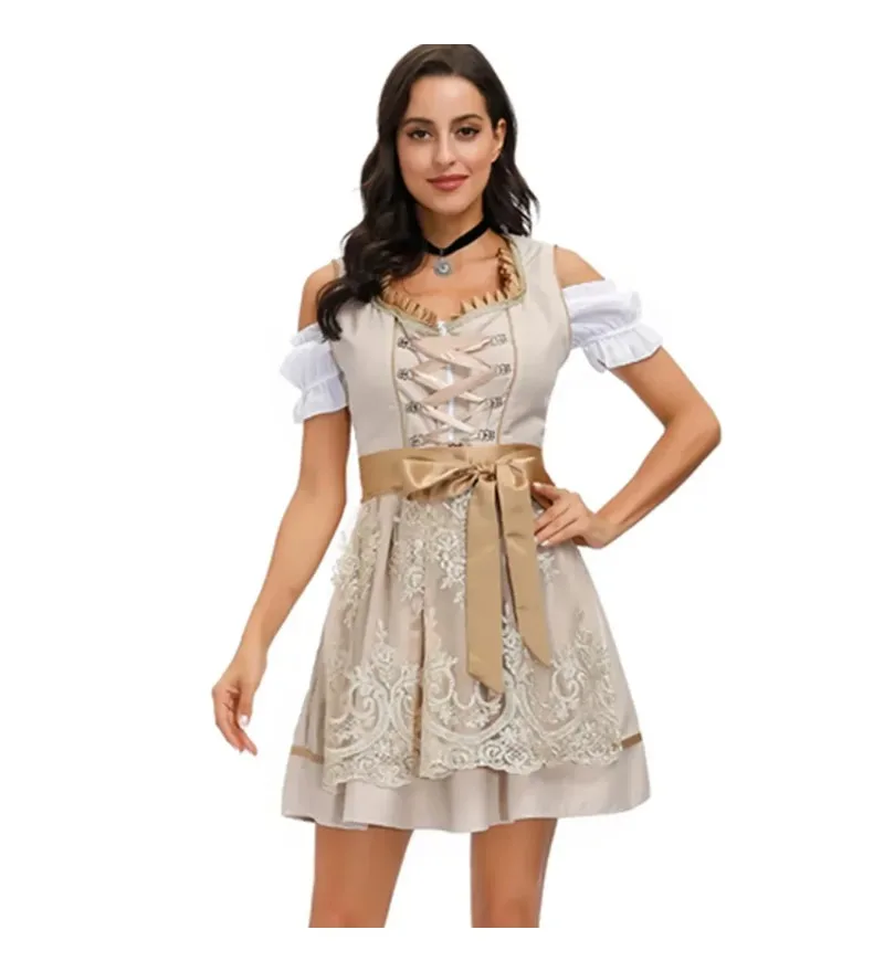 

German Oktoberfest Costumes Beer Girl Bavarian Traditional Party Ladies Maid Dirndl Dress Cospaly Festive Costume