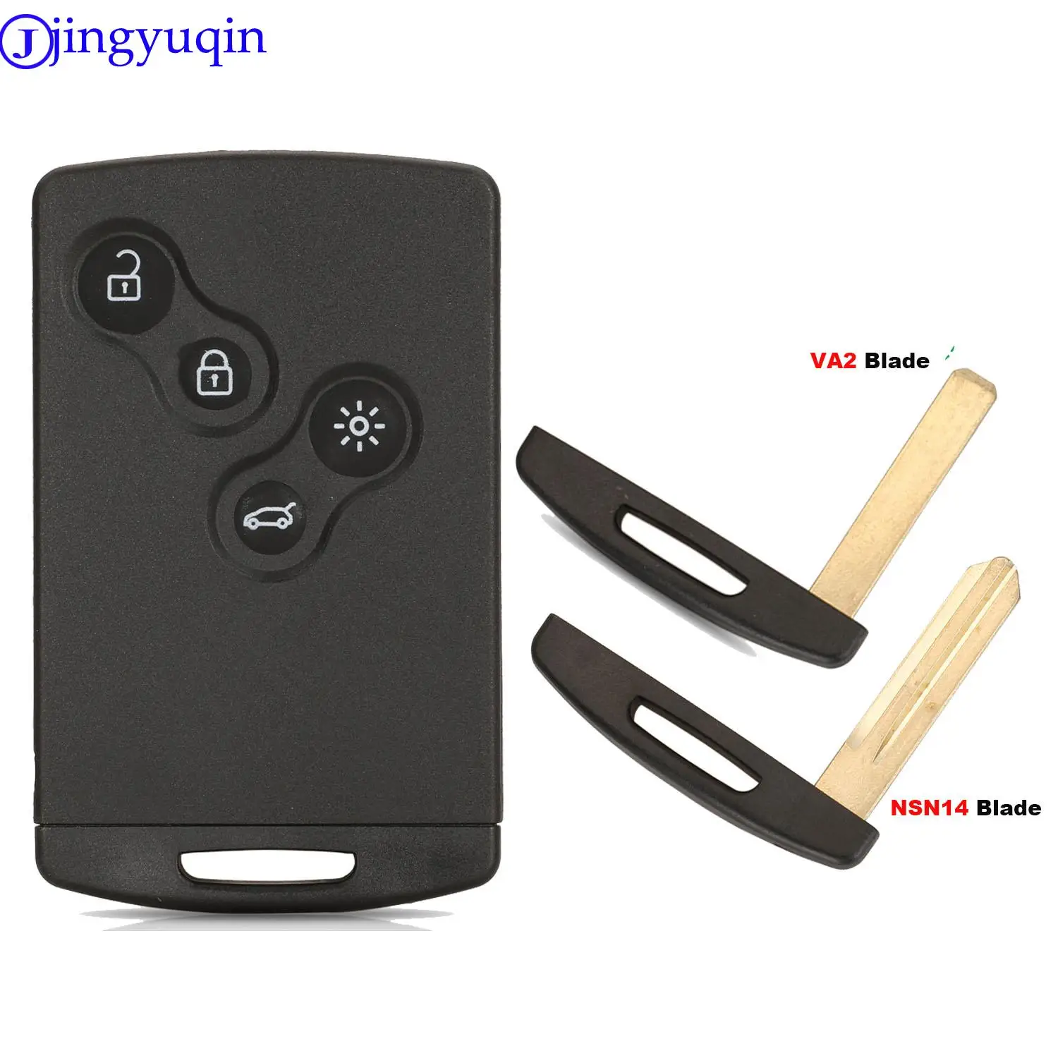 jingyuqin Remote Key Shell For Renault Laguna Koleos Megane Fob Smart Card Key Case WIth Insert Small Key Blade With Logo