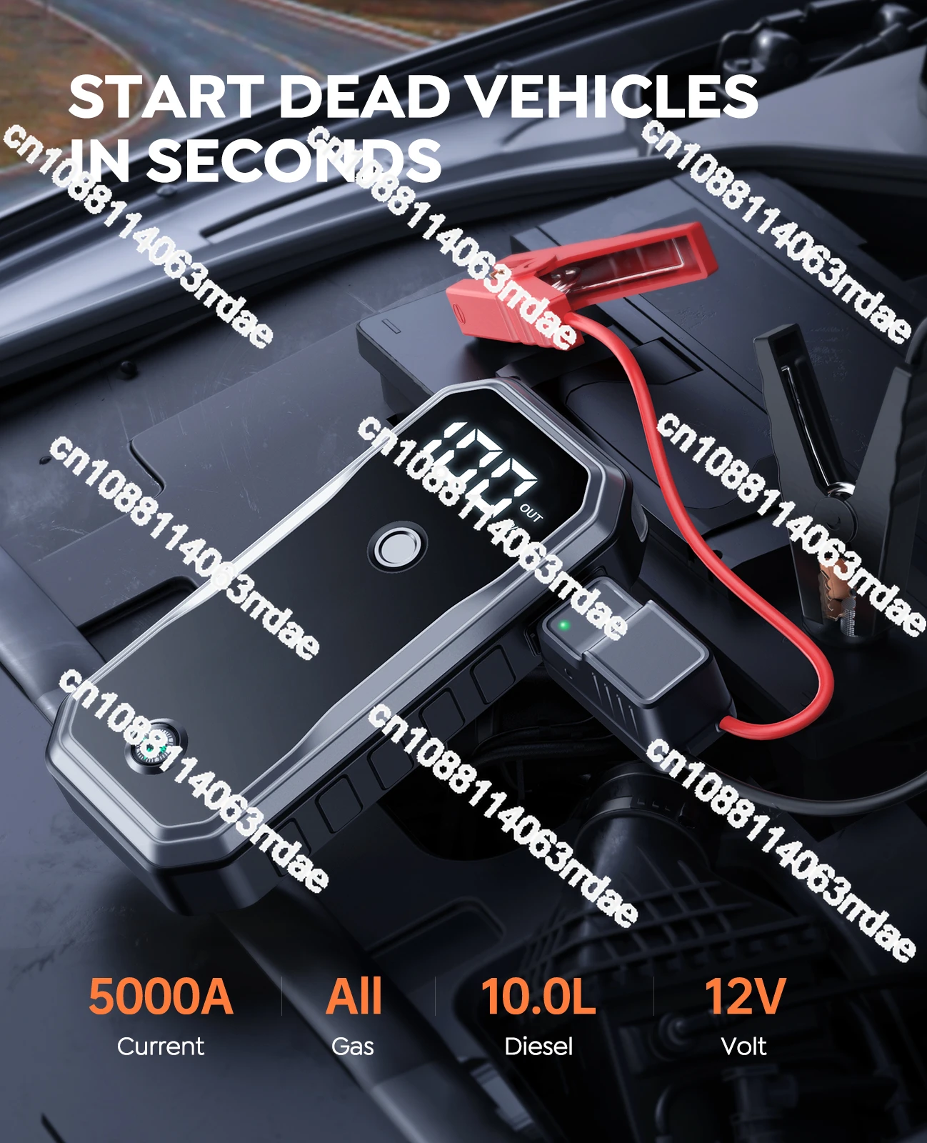 New Product 5000A Car Jump Starter Work Under -40 Degrees Inside the Booster Safe Car Booster