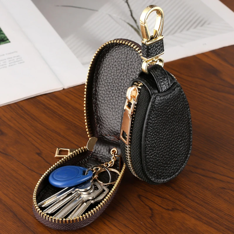 Universal Key Bag Large Capacity Zipper Home Car Keychain Adorable Portable Solid Key Holder Key Case Key Wallet Car Accessories