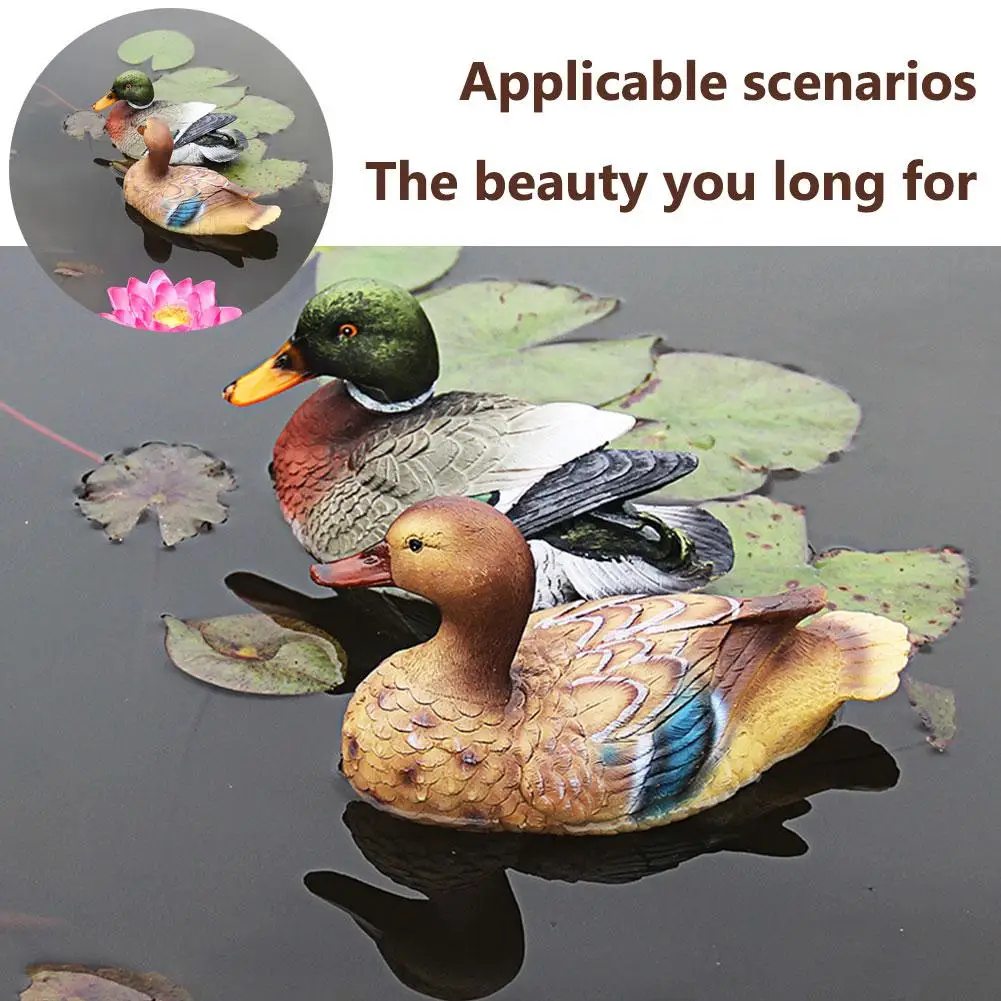 Realistic Floating Mandarin Duck Statue Waterproof Resin Animal Sculpture for Garden Pond Swimming Pool Decor Home Ornament