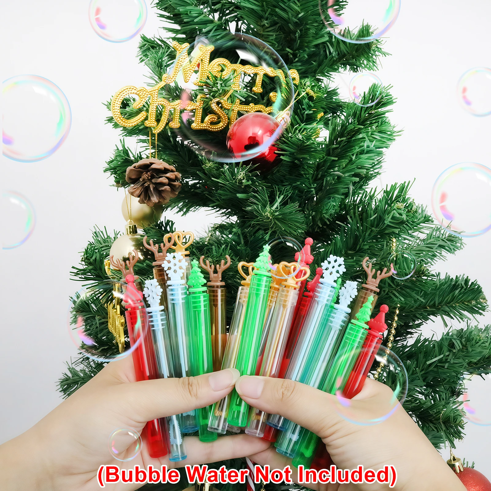 20/40피스 5가지 색상 미니 버블 스틱, 크리스마스 요소 디자인 순록/크리스마스 트리/눈송이, 크리스마스 축하 장난감