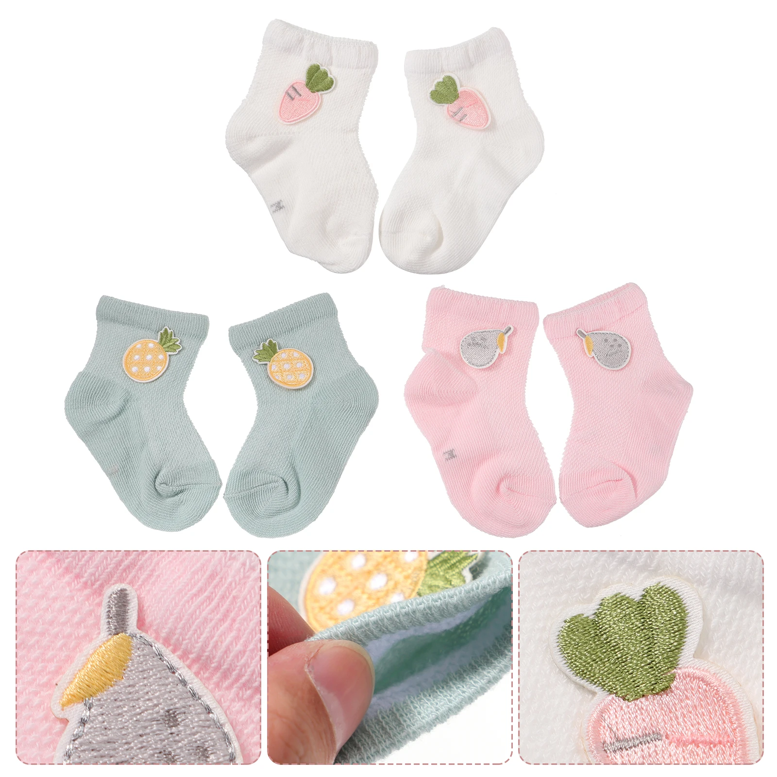 

3 Pairs Baby Socks Cotton Cartoon Short Breathable Children Girls Kids Hosiery Comfort Summer Spring