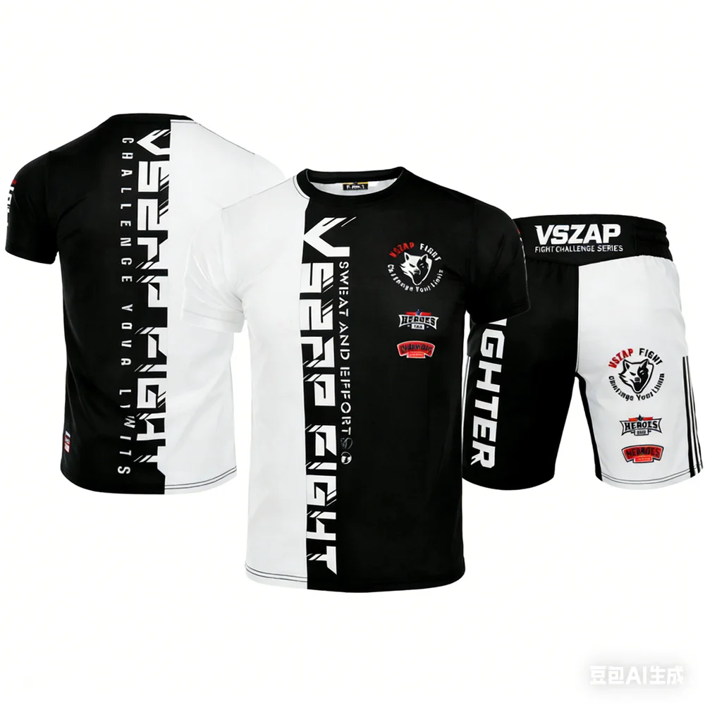

Летняя боксерская футболка и брюки, комплект из двух предметов, комплект футболок для тайского бокса, тренировочная футболка для тайского бокса, спортивный костюм y2k, шорты для тайского бокса