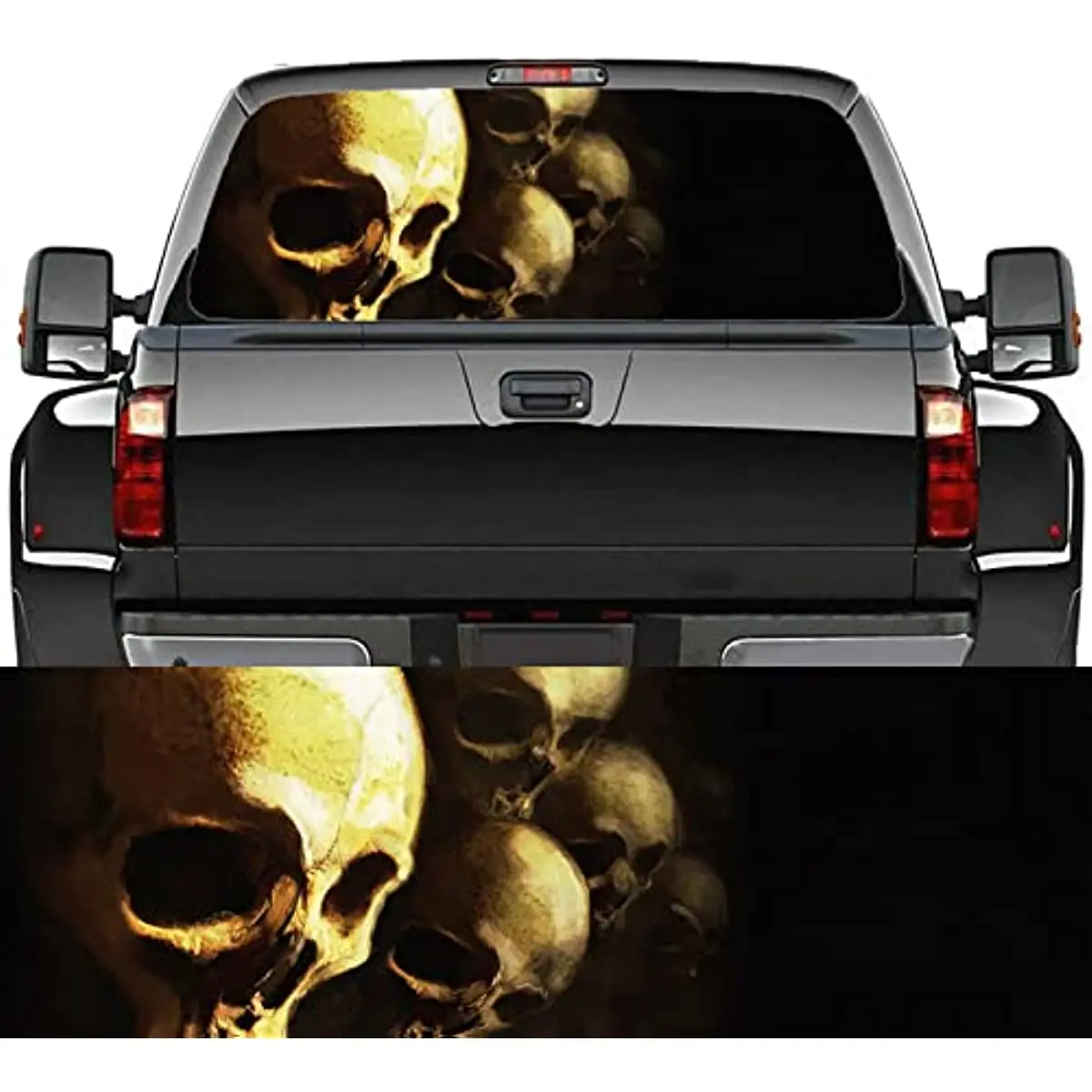 

CUSENA Rear Window Truck Decal Sticker Skeleton Skull Car Window Graphic Decal Flower Perforated Vinyl Window Back Decal for Tru