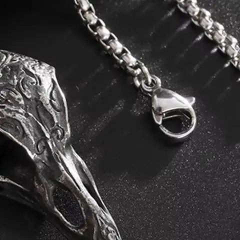 الرجعية الشمال نمط الغراب الجمجمة قلادة الحيوان الطيور قلادة للرجال مجوهرات شخصية محظوظ تميمة هدية #1