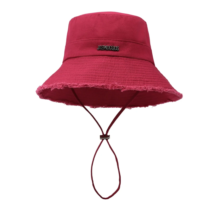 Sommerlicher Fischerhut aus gewaschenem Denim mit großer Krempe, Kordel am Rand, Sonnenschutz für Männer und Frauen, koreanische Version, modisch.