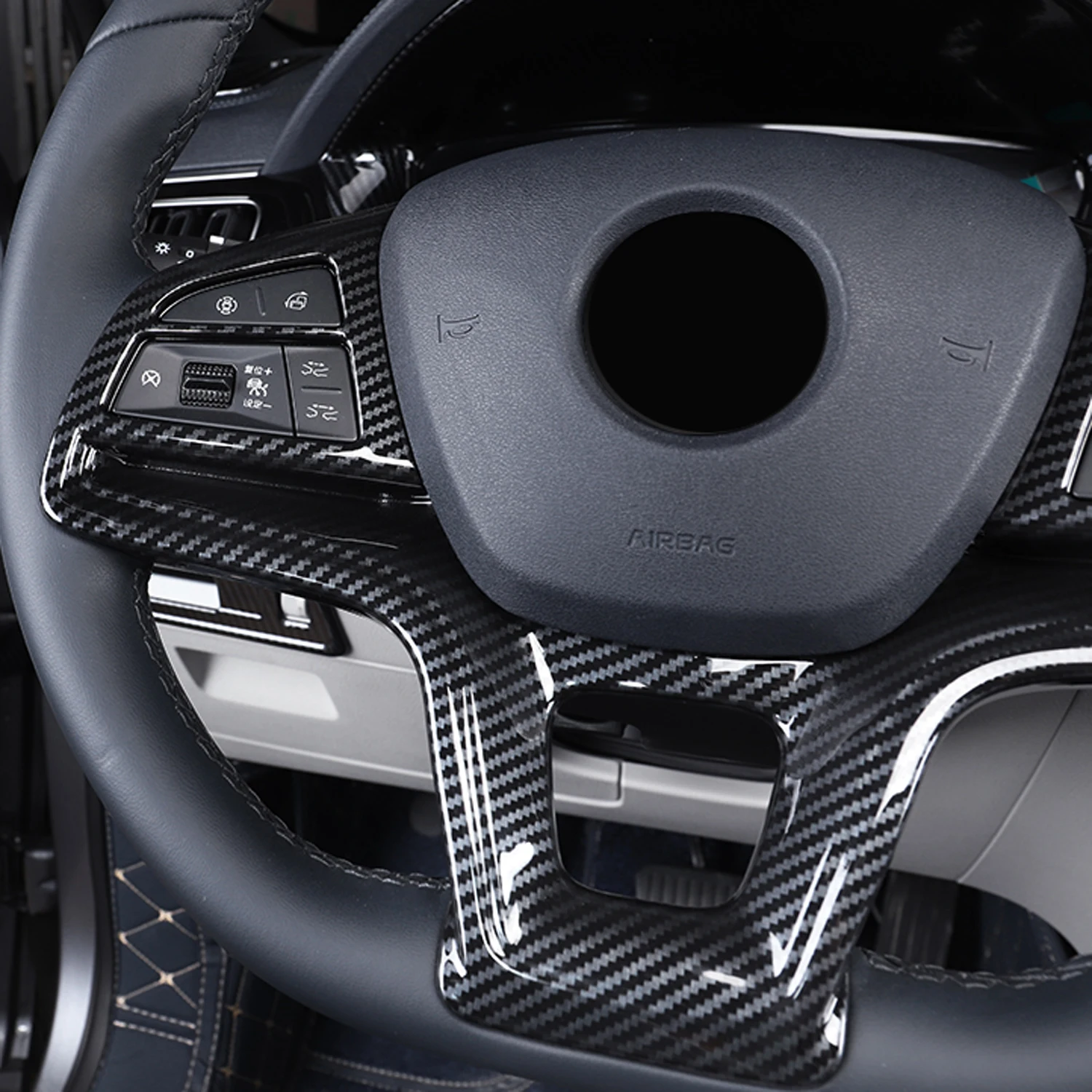 Fit for BYD Song PLUS DM-i EV / Seal U / Sealion 6 2021-2025 Carbon Fiber Printed Interior Steering Wheel Decor Cover Trim