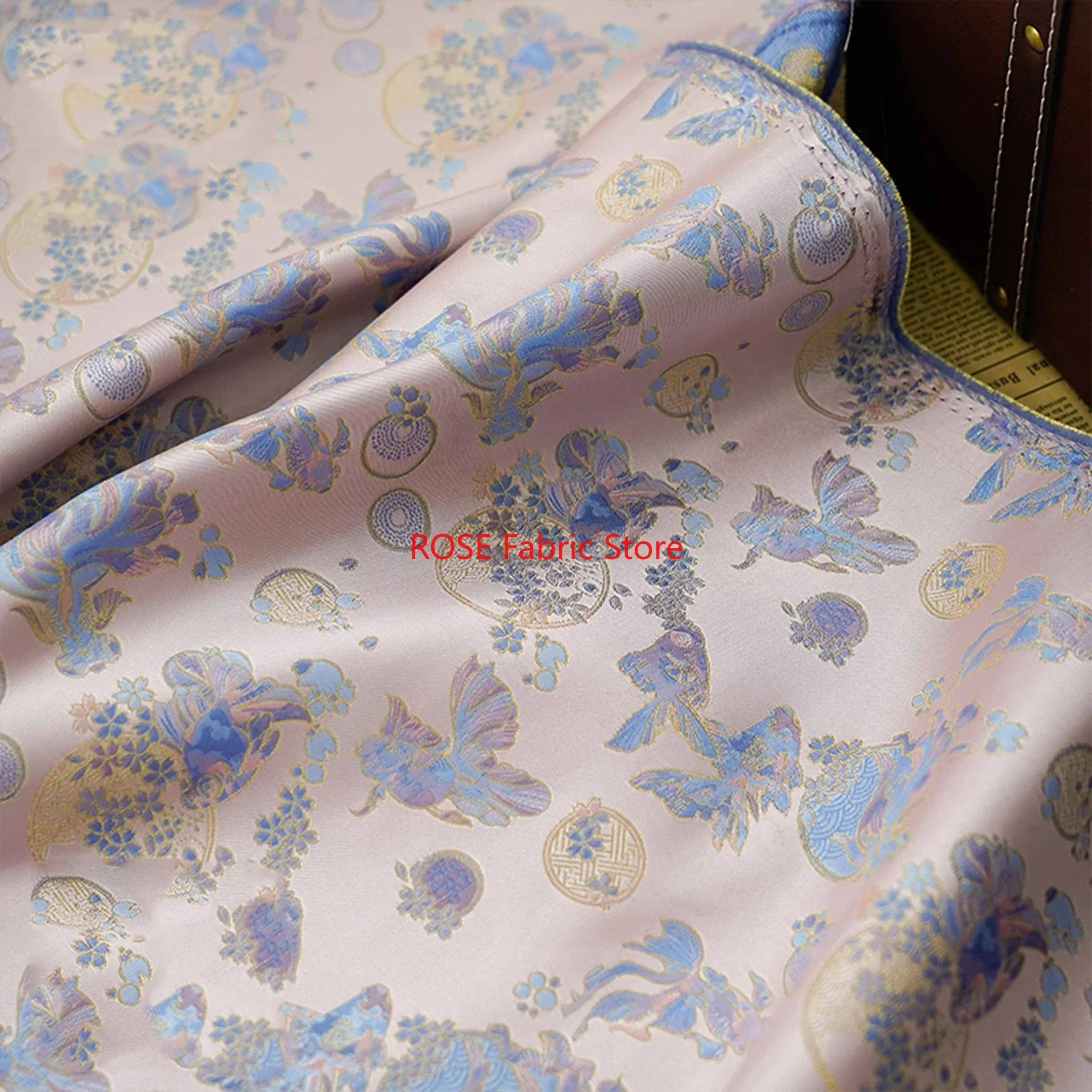 

1-метровая фиолетовая жаккардовая ткань в китайском стиле, женское платье, жилет, сумка для багажа Cheongsam, декоративная швейная ткань