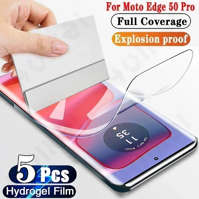 

5 Pcs Hydrogel Film For Moto Motorola Edge 50 40 Pro Neo G34 G14 G54 4G 5G Anti-Spy Curved Screen Protector Full Protection