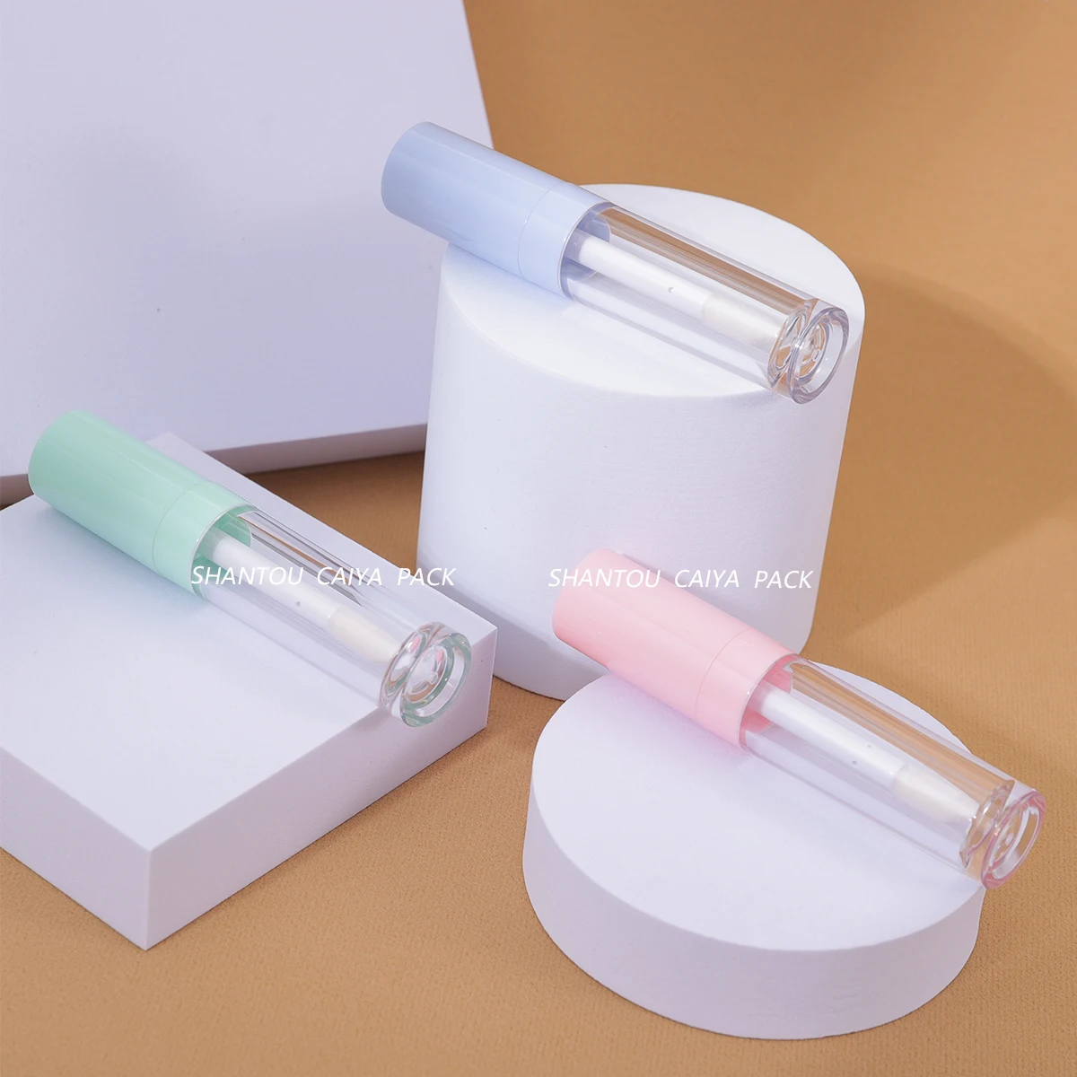 10/30/50pcs empty 8ml big doe foot brush macaron pink blue green cap lip gloss tubes clear refillable lipgloss tube