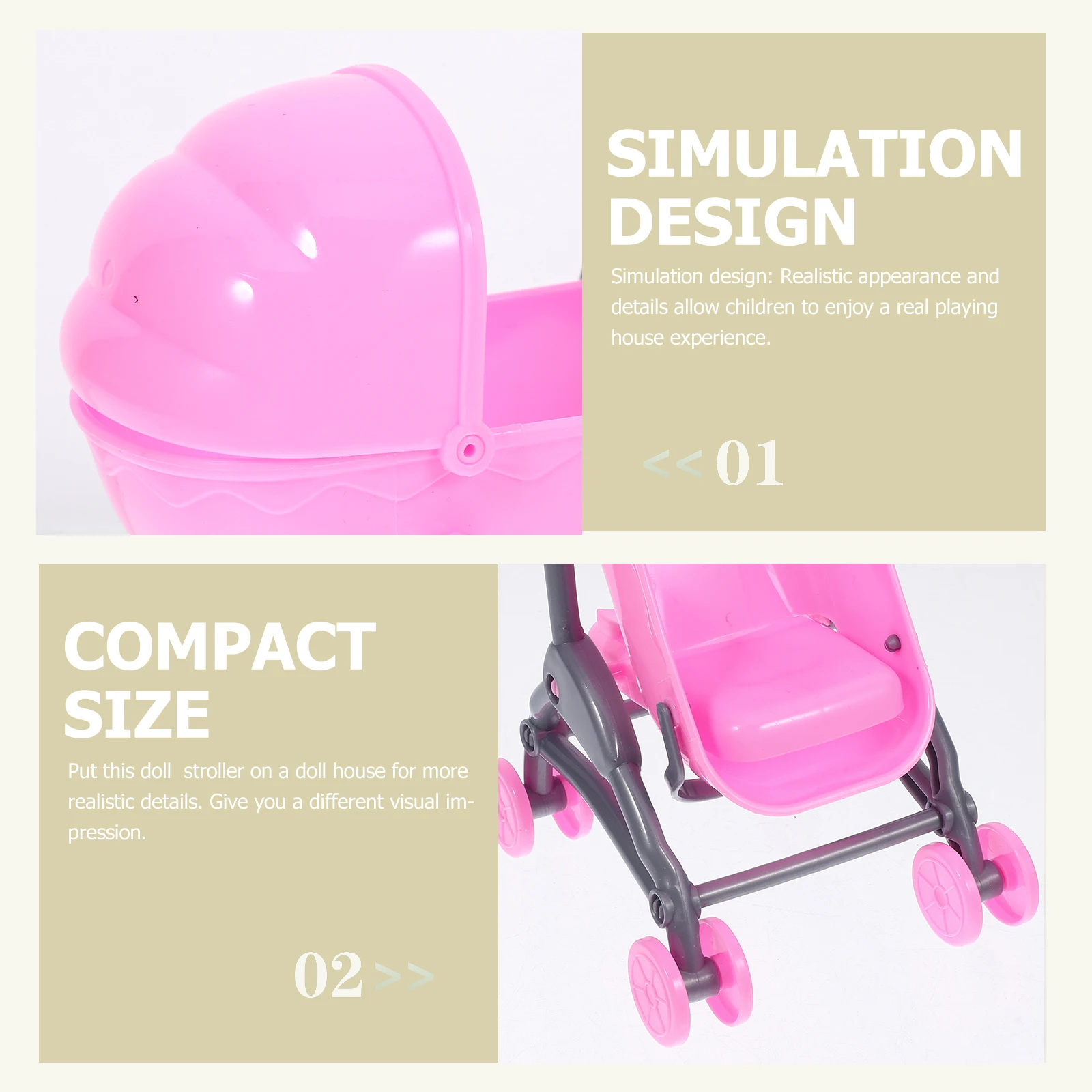 

Children's Play House Toy Dollhouse Accessories Stroller Small Kids Toys Realistic Simulation Plastic Material Non Deform
