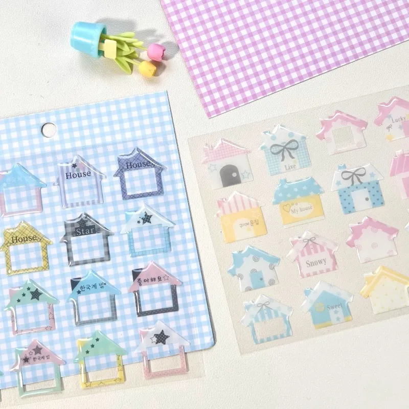 Ins Style Small House 3D Sticker, Kpop Decor Sticker, Luggage Phone Camera Decorative Stickers DIY Journal Scrapbook Supplies