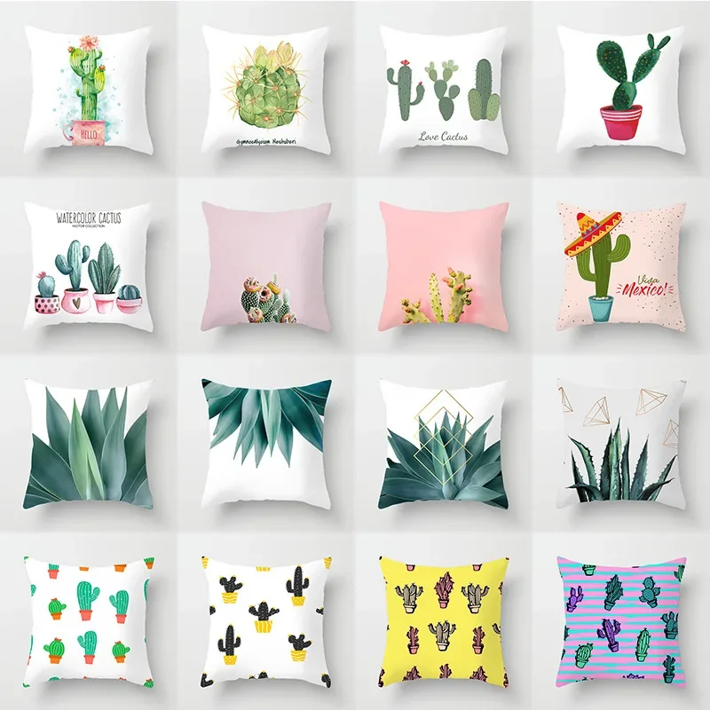 

Cactus Decorative Cushion Cover Dutch Velvet 45x45cm Plant Printed Pillow Cover for Living Room Bedroom Home Decor Pillowcases