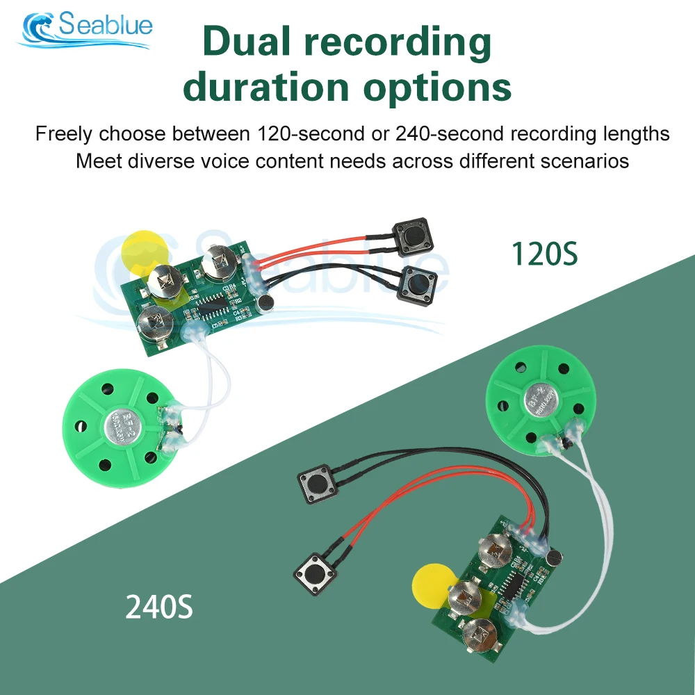 لتقوم بها بنفسك وحدة صوت قابلة للتسجيل 120/240 ثانية رقاقة تسجيل الصوت بنقرة واحدة تسجيل وتشغيل لبطاقات المعايدة اللعب الهدايا