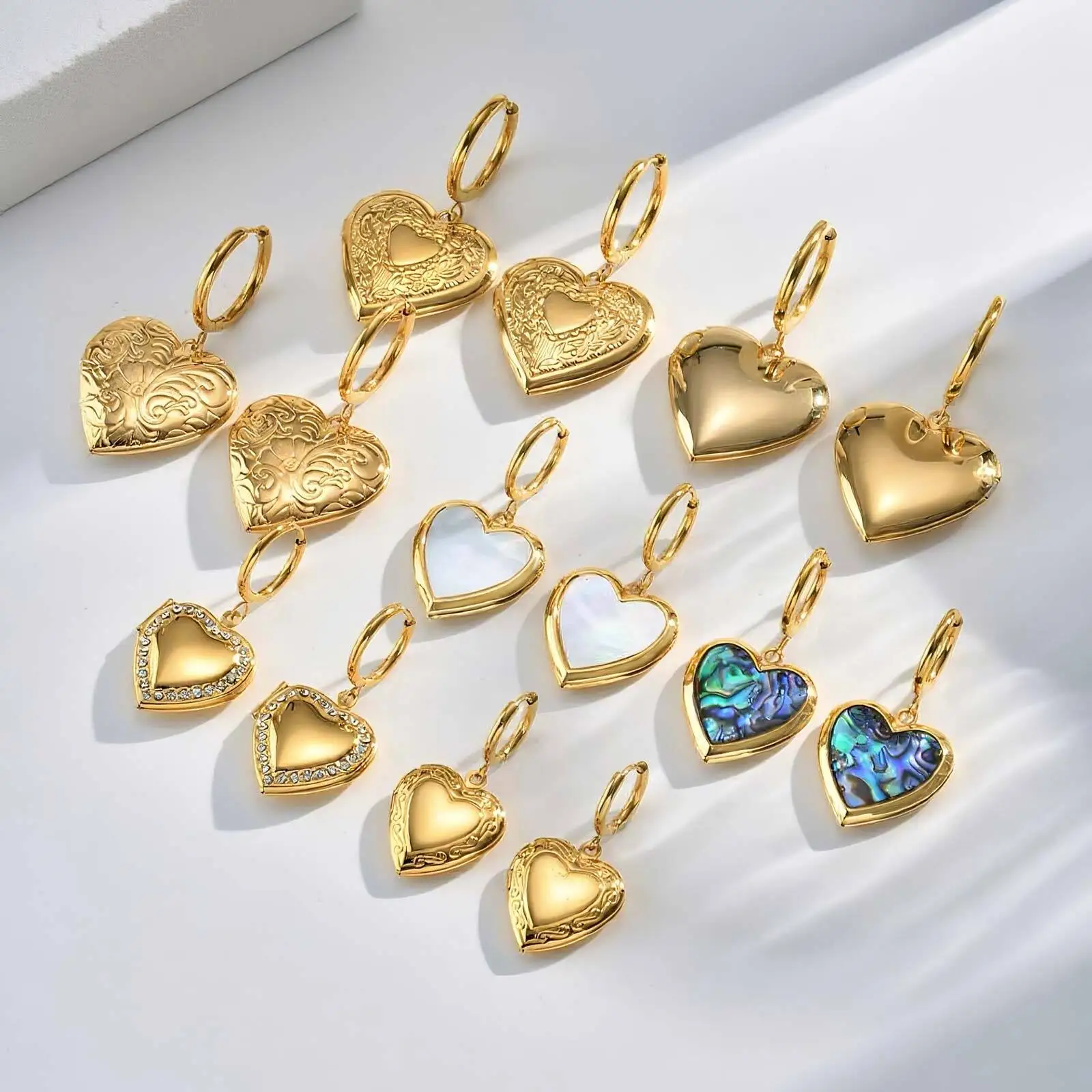 

Vnox 2pcs Chunky Heart Lock Charms Dangling Earrings For Woman, Stainless Steel 3D Heart Pendant, Love Family Jewelry Gifts