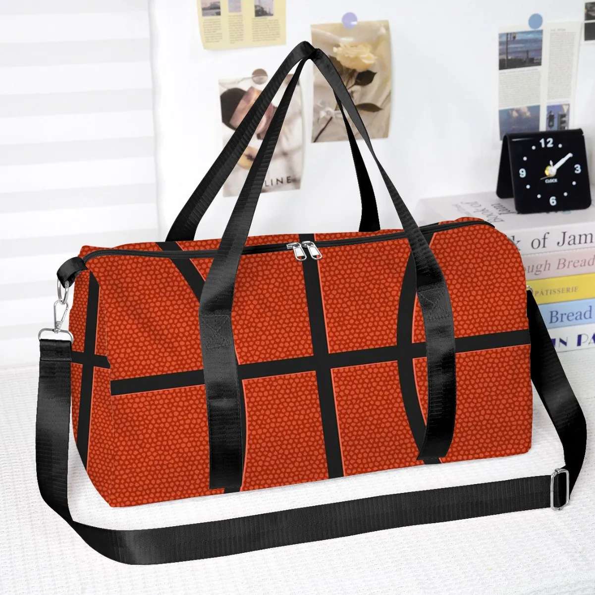 Trendy Popular Funny Novelty Basketball 3D Printed Travel Bags Barrel Shape Crossbody Bag Outdoor Sports Bags Gym Yoga Bag