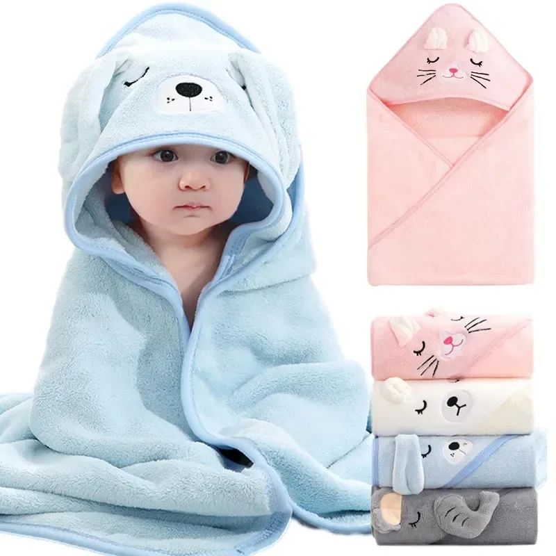 Baby Hooded Bath Towel Soft Warm Coral Fleece Sleeping Swaddle Wrap for Girl Boy Newborn Blanket Toddler Baby Stuff Bathrobe