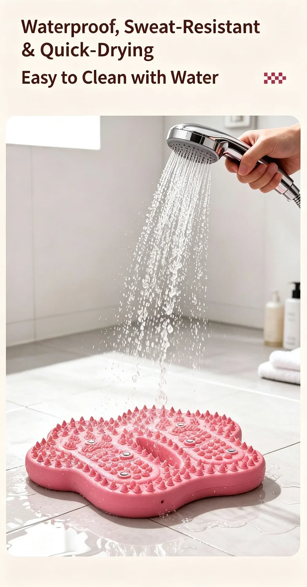 Aufblasbare Anti-Rutsch-Akupressur-Fußmassagematte Aufblasbare Fußmassagematte mit starken Saugnäpfen Faltbar Tragbar mit Drainagelöchern – Detail 10