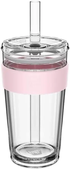 

Cold Cup - Longplay Double wall Glass Ice Coffee Tumbler with Lid and Straw - 16oz (454ml) - Pashmak
