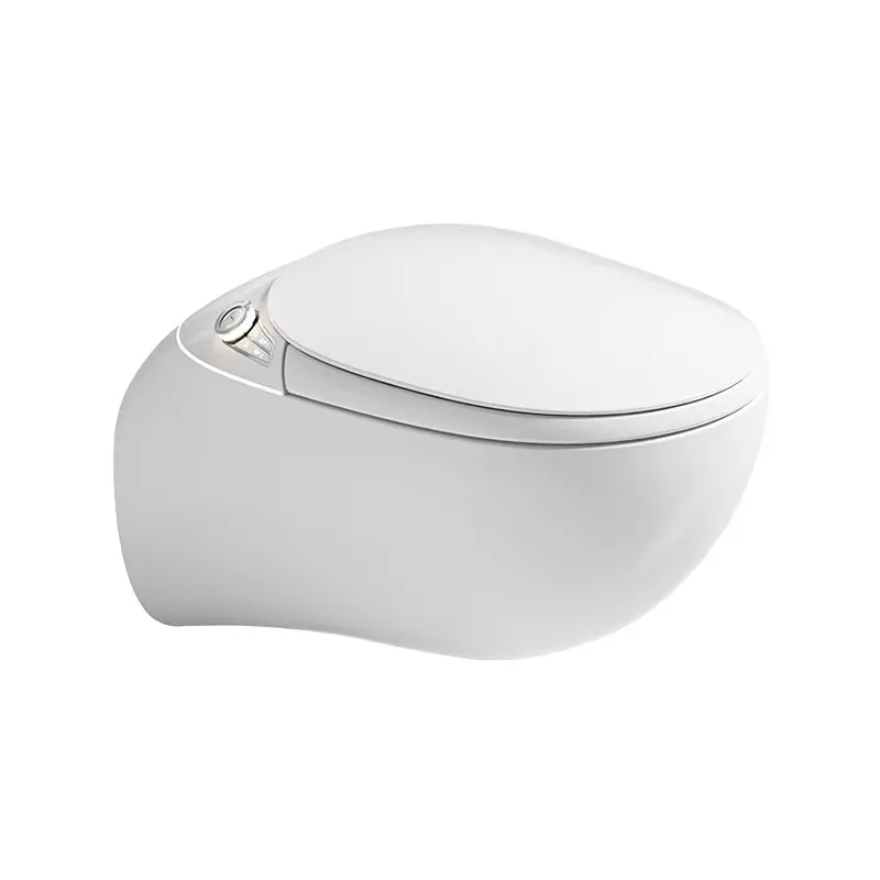 مرحاض ذكي على شكل بيضة، درع إسفنجي قابل للطي أوتوماتيكي بالكامل، تعقيم من نوع السيفون، ميزة ساخنة فورية