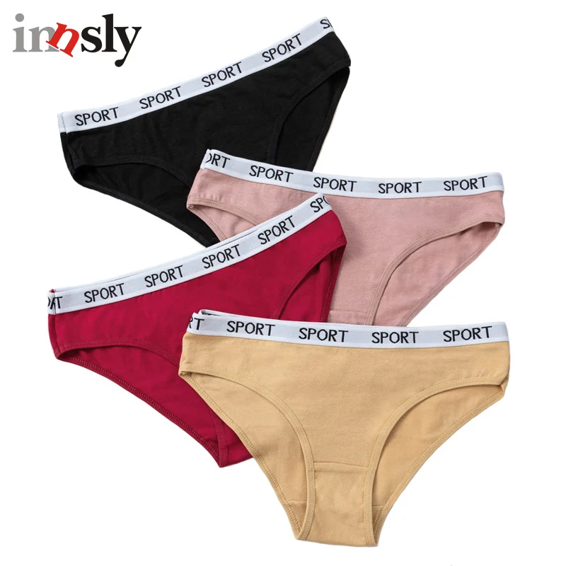 Innsly Women's Briefs Cotton Big Size Female underpants Solid Sport Breathable Ladies Underwear Panties