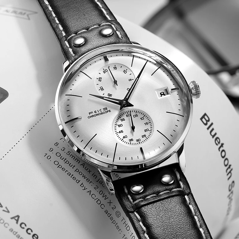 FEICE ساعة ميكانيكية أوتوماتيكية للرجال 35 ساعة احتياطي الطاقة باوهاوس ساعات مقاوم للماء مرآة مقببة ساعة عادية FM212 #1