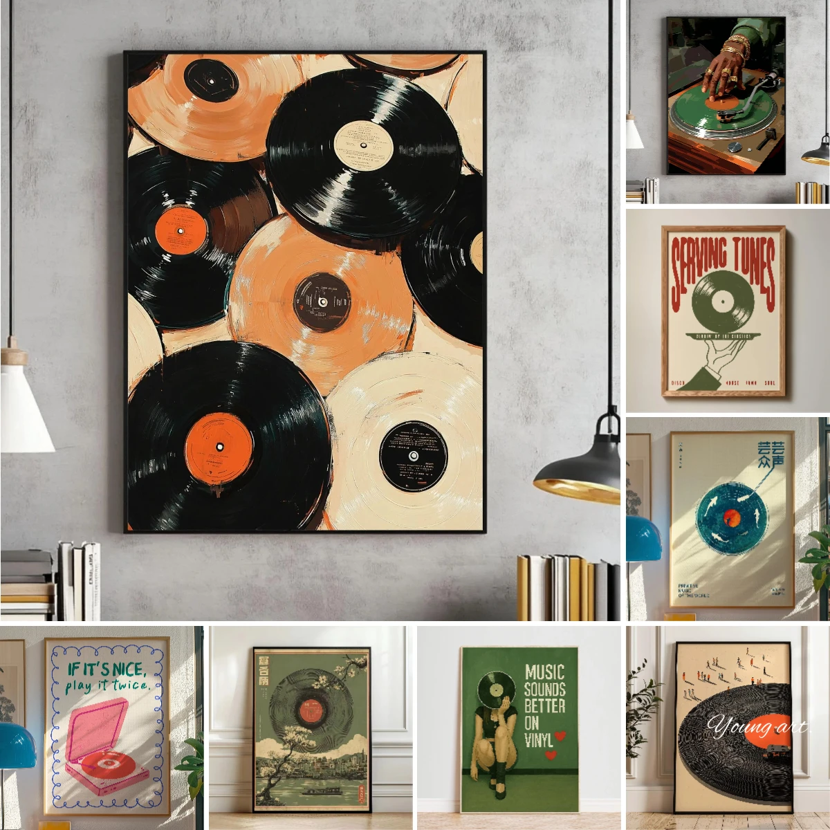 Póster Impreso en Lienzo de Vinilo Vintage, Estilo Eclectico, Retro, Moderno, Arte Musical, Decoración de Pared para Sala de Estar, Dormitorio, Hogar