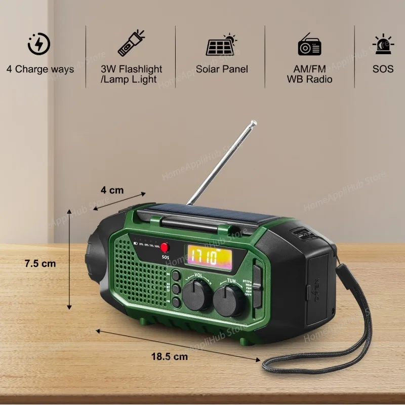 Emergency Radio,combat Readiness,multi-functional Hand-cranked Power Generation,outdoor Portable Solar Mp3,hand-cranked Charging