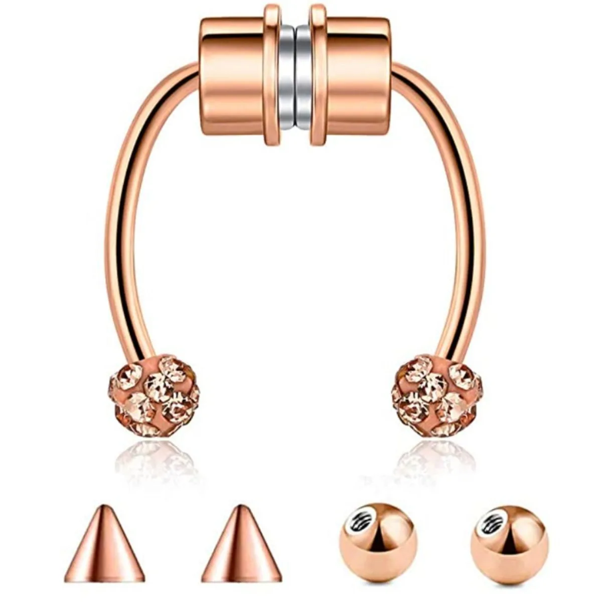 Fake Piercing Nose Ring Hoop Septum Non Piercing Nose Clip Rock HipHoop Stainless Steel Magnet Fashion Punk Body Jewelry Unisex view 4