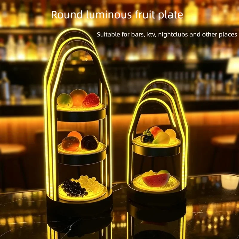 Luxury Two-Layer Three-Layer Bar Glowing Fruit Platter for KTV Nightclub Creative Snack Tray Ideal for Parties And Events