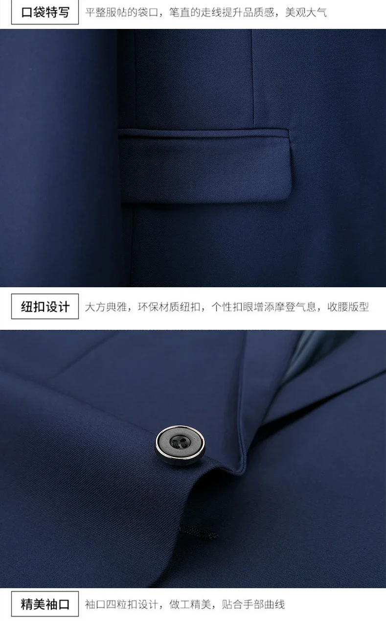 Herren Formeller Slim Fit Smoking Anzug Männlicher Bräutigam Hochzeitsanzug Hochwertige Trauzeugen Luxus Kleidung Business Bankett Party Anzug – Detail 14