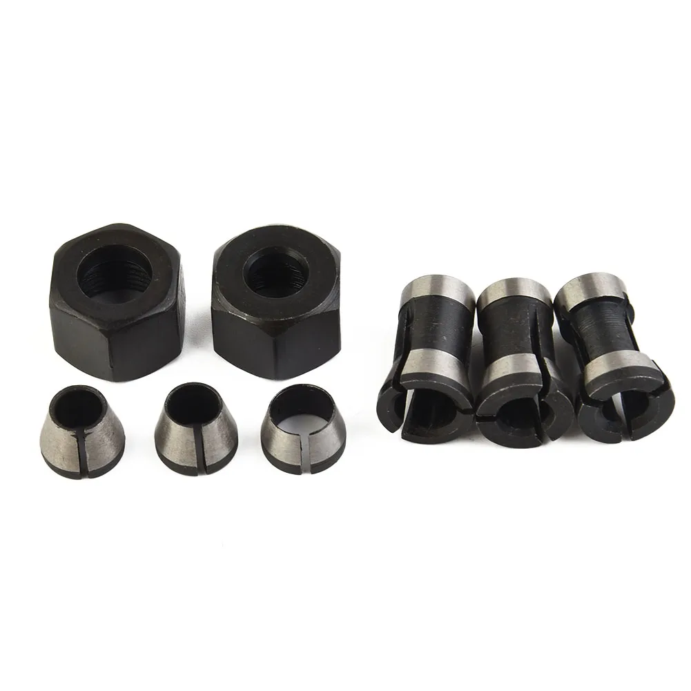 

8 Pcs Collet 6/6.35/8mm Black+silver CNC Router Collet Router Bit Collet High Quality Suitable For Engraving Machine