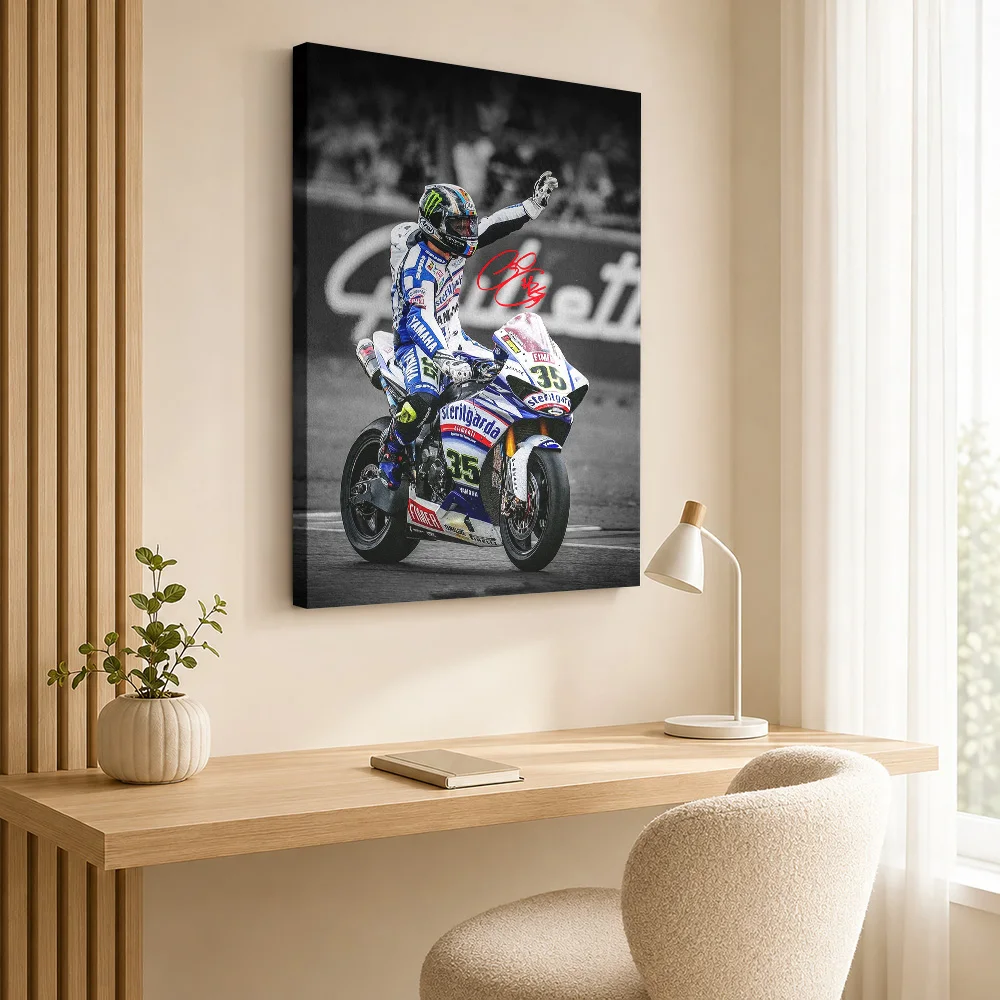 Cal Crutchlow Motorcycle Race Canvas Print Poster Custom Retro Automotive Canvas Wall Art for Garage Decor Gift for Collectors