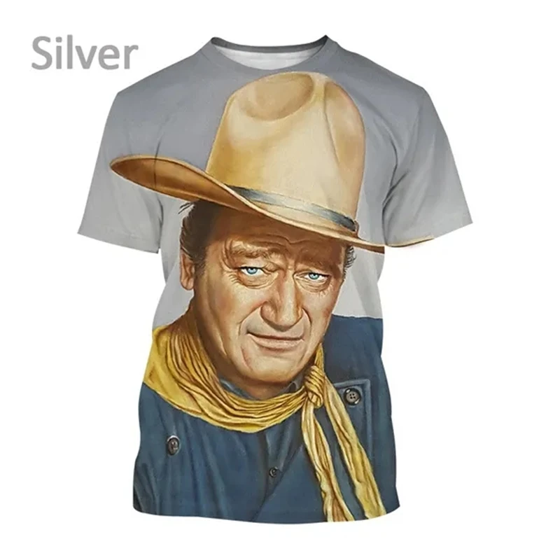 3D Printed John Wayne Graphic T-Shirt Fashion Personality Unisex Hip Hop Street Style Casual Round Neck Short Sleeve T Shirt Top