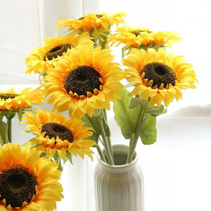 

New Bouquet Vivid Artificial Sunflowers Women Wedding Party Decoration Silk Flowers Festival Home Art Decor DIY Fake Flowers