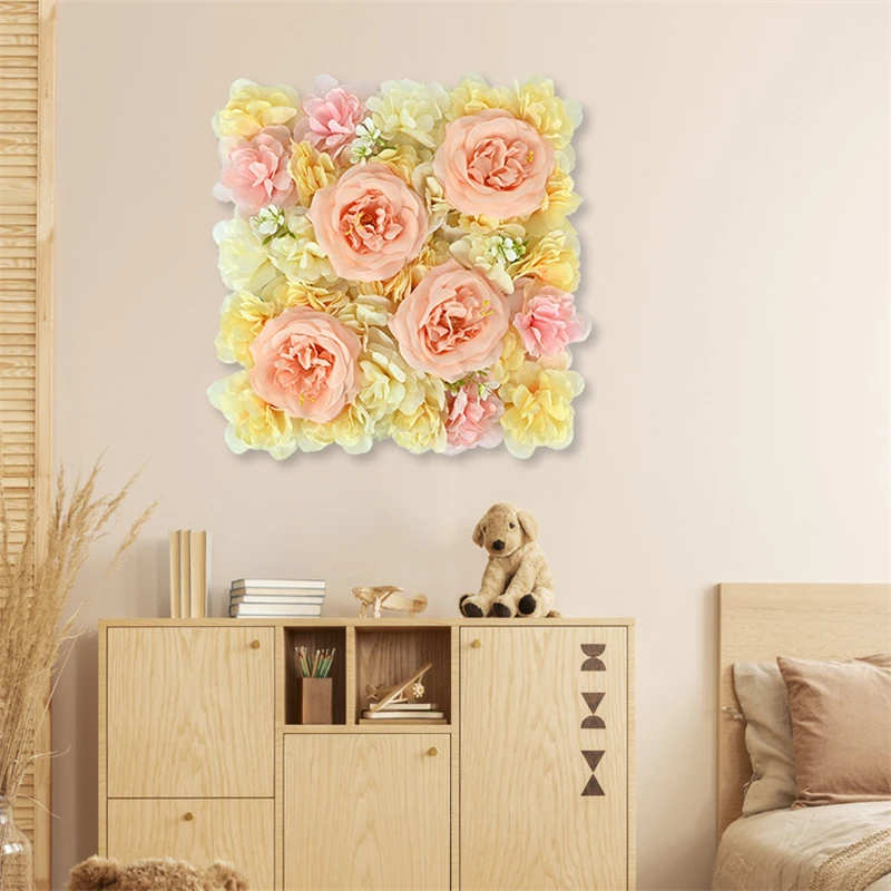 

New Silk Peony Hydrangea Artificial Flower Wall Wedding Background Wall Decorated Living Room Bedroom Decor Flowers 30x30cm