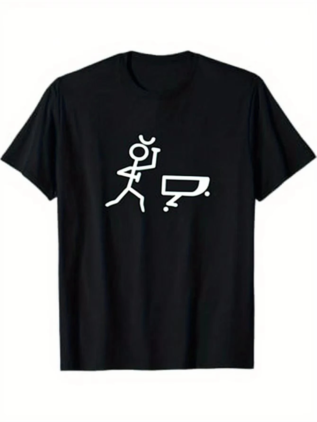 Pattern T-shirt - Minimalist Line Art Design, Featuring A Smiling Face with A Thumbs-up Gesture, Round-neck Short-sleeved