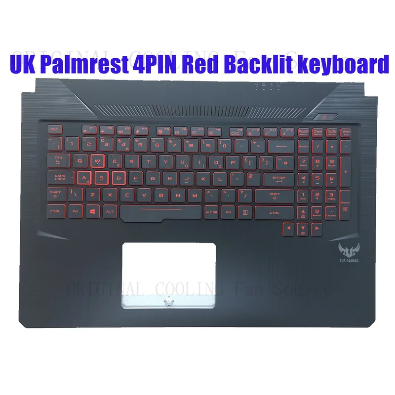 R+  UK Palmrest 4PIN Red Backlit keyboard for ASUS FX705D FX705DD FX705DU FX705DT