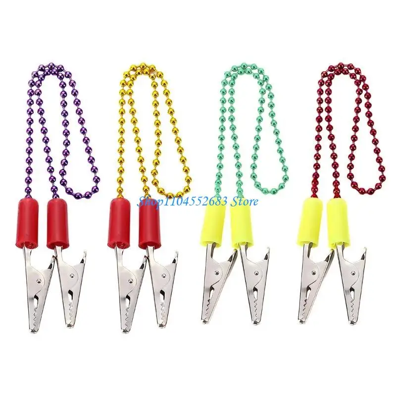 Y6GD 4 Uds servilletas acero inoxidable Clip cadena collar durabilidad Multicolor para cenar