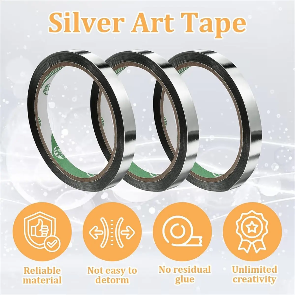 2026 New 3Roll Metallic Mirror Tape, Silver Tape for Crafts 1.5cm Mirror Tapes Self Adhesive Metalized Polyester Film Decor Tape