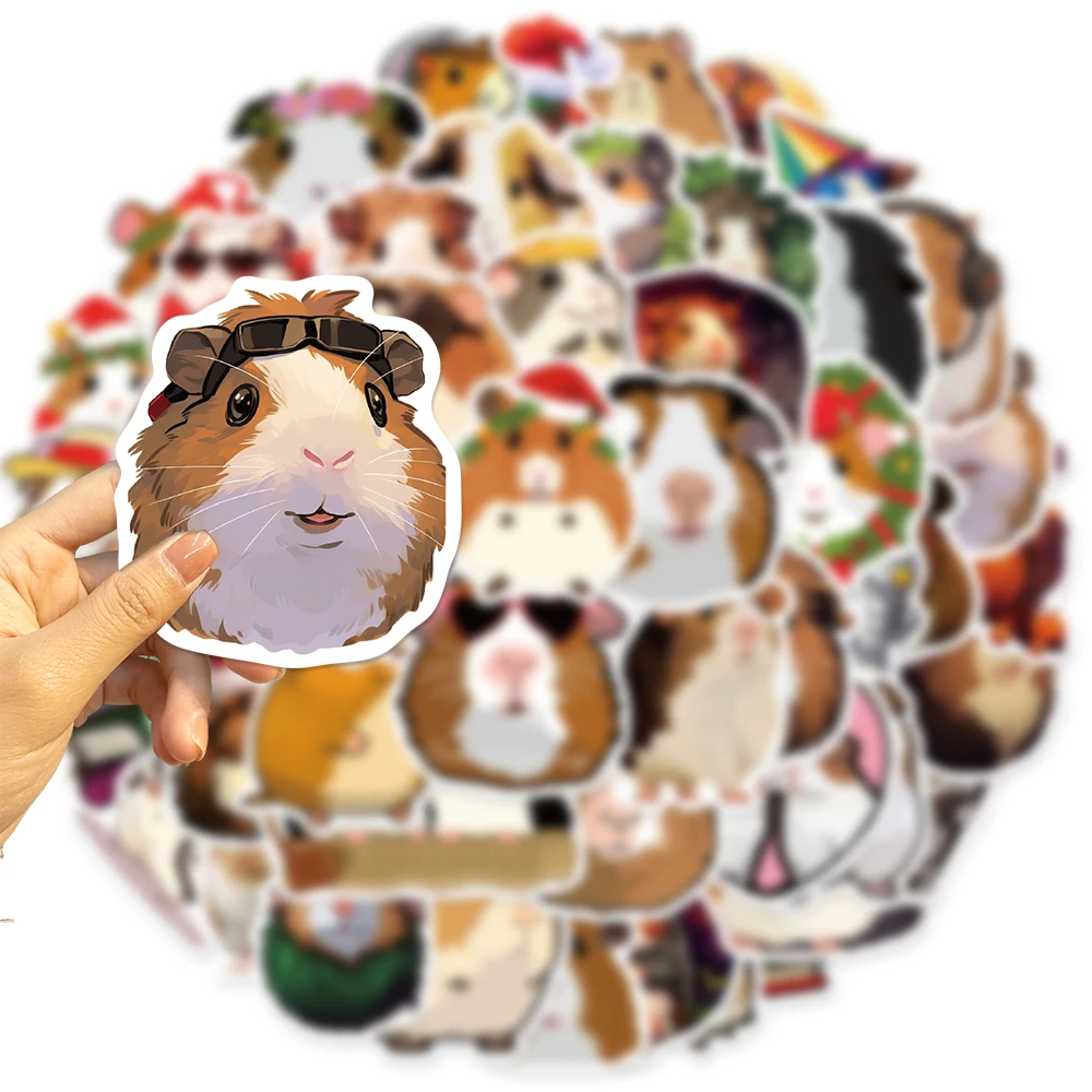 50pcs สัตว์ Guinea Pig Cavy สติกเกอร์น่ารักการ์ตูนรูปลอกสําหรับแล็ปท็อปโทรศัพท์กีตาร์กระเป๋าเดินทางกันน้ํา Graffiti สติกเกอร์ไวนิล