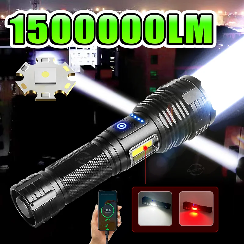 

Ultra Powerful 600W Flashlight Strong Light Lamp Rechargeable Torch High Power 18650 Torch Zoom Long Shot 3000m Tactical Lantren