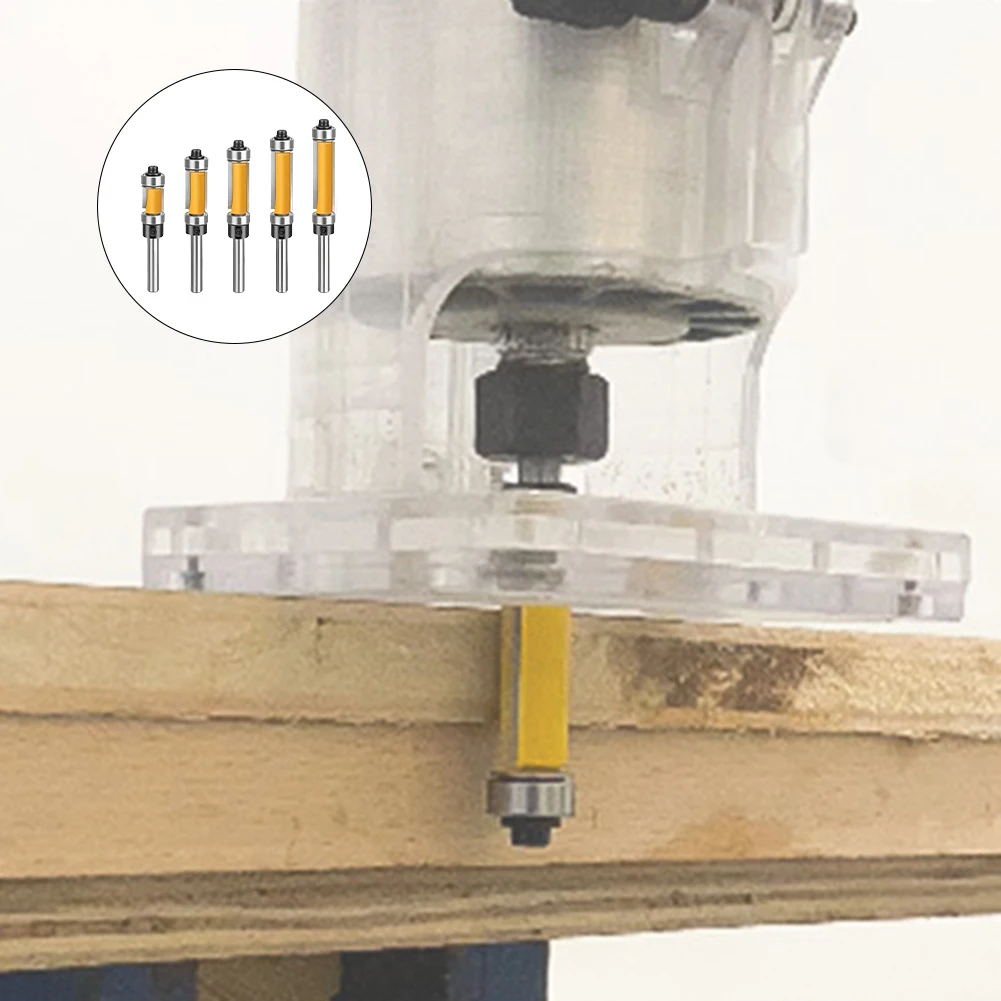 

Набор деревообрабатывающих фрез, 5-компонентный сплав, двусторонний долбежный резак с двойным подшипником для гладких режущих краев