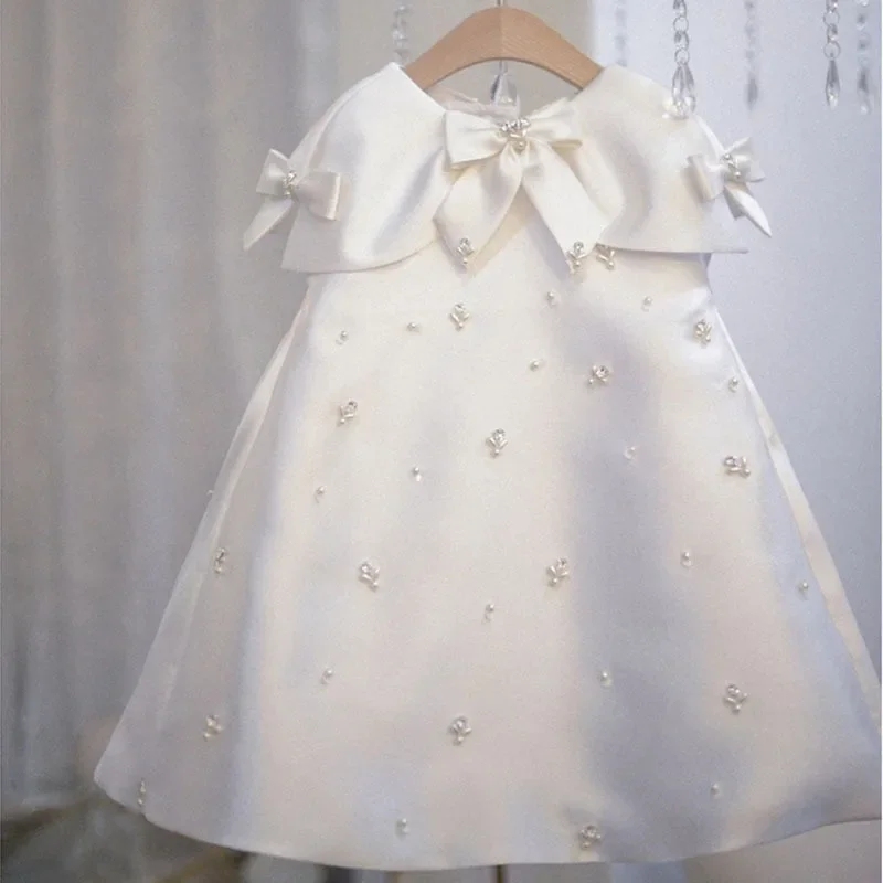 New Girls One Piece Long Princess Soft Flower Girl Wedding Dress Fashion Soft Sweet Lovely Outdoor